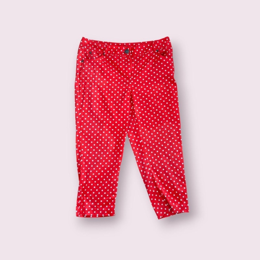 Red and white polka dot pedal pushers